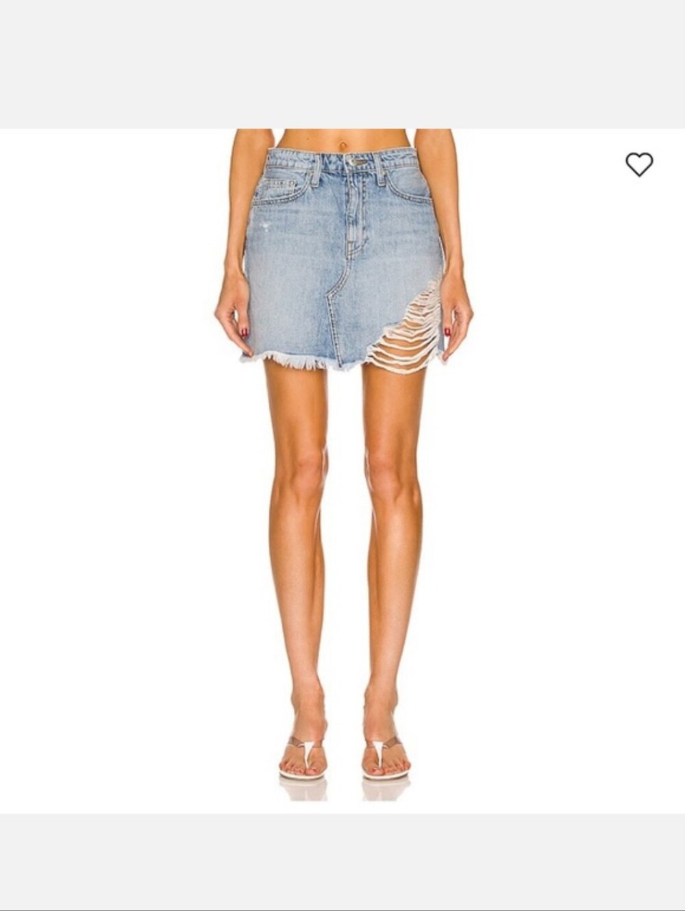 Jonathan Simkhai Standard Linnea Bicg Rise  Distressed Denim Mini Skirt 24 NWTs